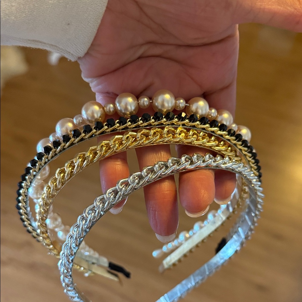 Elegant Gold and Silver Headbands with Pearls
